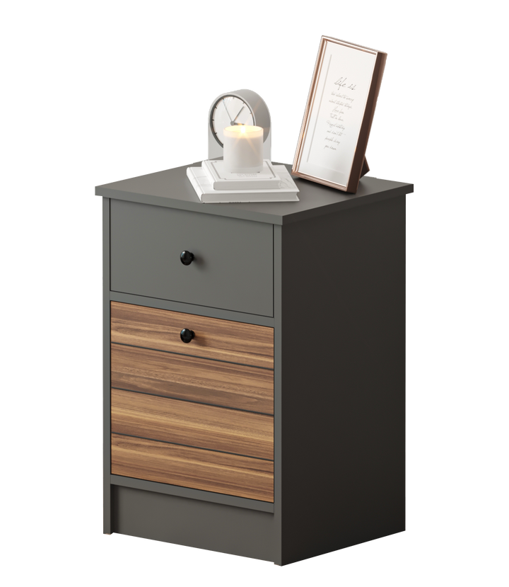 Milano 1 Door 1 Drawer Bedside Table-Bedside Cabinet-Evuhome-Flat Pack (Self-Assembly)-Evuhome