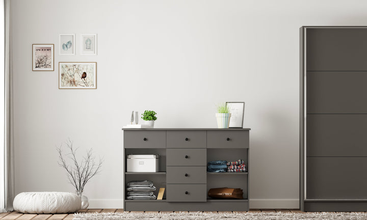 Milano 2 Door 6 Drawer Sideboard Cabinet-Cabinet-Evuhome-Flat Pack (Self-Assembly)-Evuhome