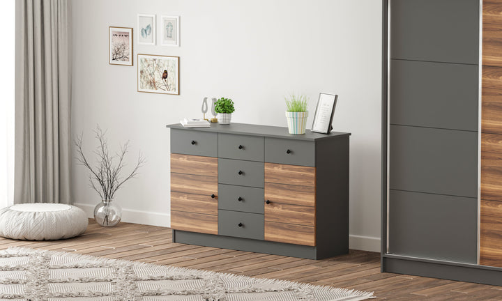 Milano 2 Door 6 Drawer Sideboard Cabinet-Cabinet-Evuhome-Flat Pack (Self-Assembly)-Evuhome