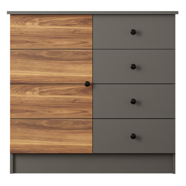 Milano 1 Door 4 Drawer Sideaboard Cabinet-Bedside Cabinet-Evuhome-Flat Pack (Self-Assembly)-Evuhome