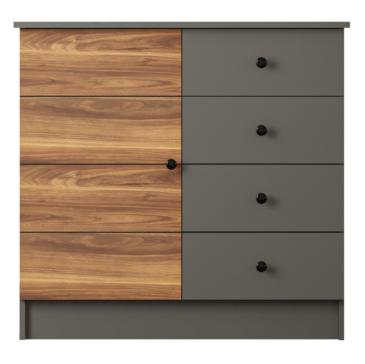 Milano 1 Door 4 Drawer Sideaboard Cabinet-Bedside Cabinet-Evuhome-Flat Pack (Self-Assembly)-Evuhome