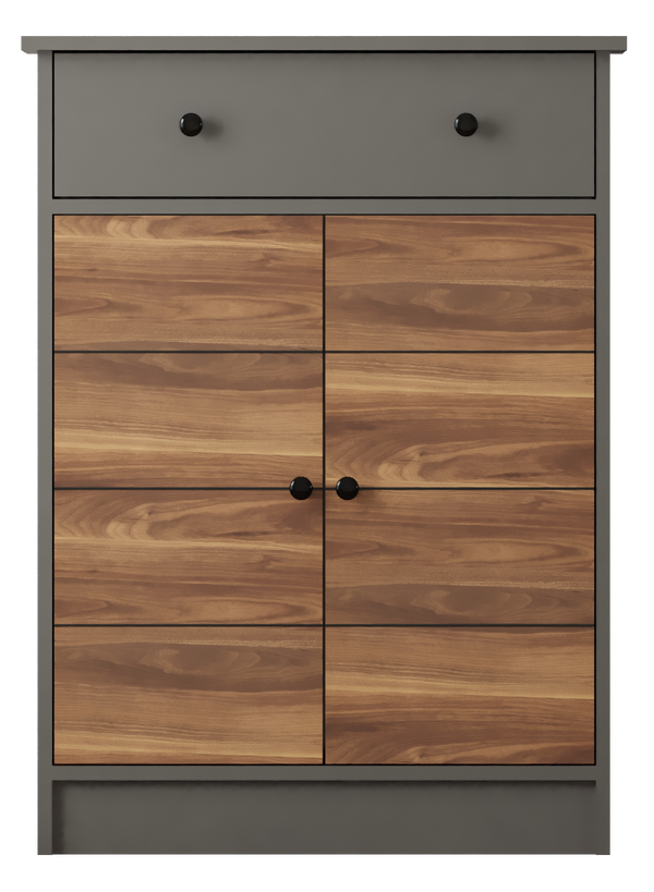 Milano 2 Door 1 Drawer Sideaboard Cabinet-Bedside Cabinet-Evuhome-Flat Pack (Self-Assembly)-Evuhome