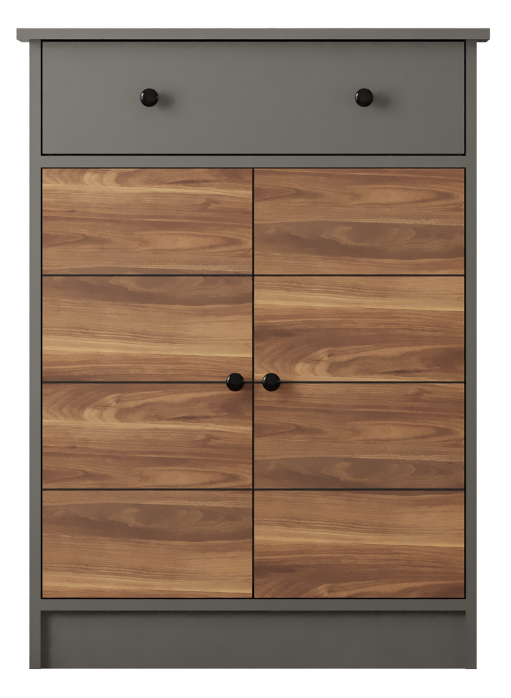 Milano 2 Door 1 Drawer Sideaboard Cabinet-Bedside Cabinet-Evuhome-Flat Pack (Self-Assembly)-Evuhome