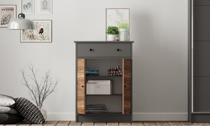 Milano 2 Door 1 Drawer Sideaboard Cabinet-Bedside Cabinet-Evuhome-Flat Pack (Self-Assembly)-Evuhome