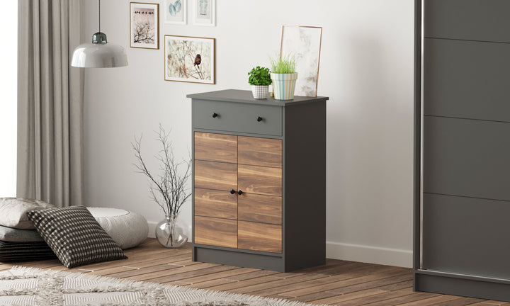 Milano 2 Door 1 Drawer Sideaboard Cabinet-Bedside Cabinet-Evuhome-Flat Pack (Self-Assembly)-Evuhome