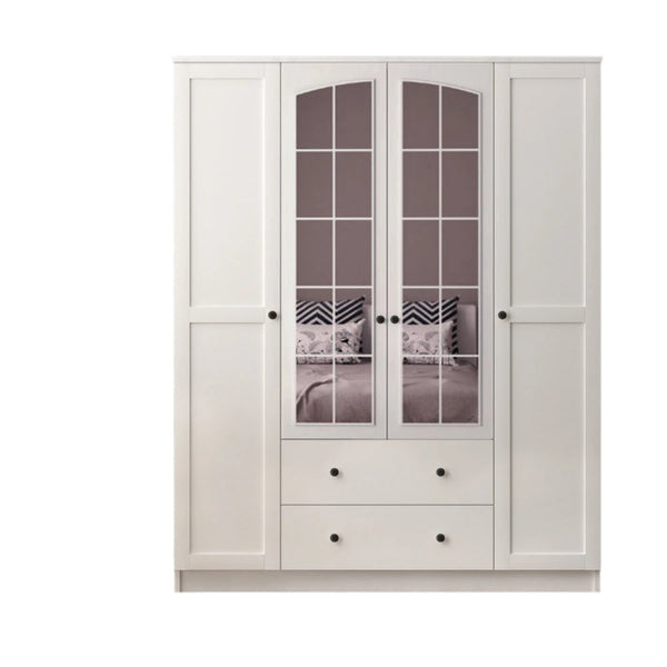ROSE XL 4 Door 2 Drawer White Wardrobe-Wardrobe-Evuhome-Flat Pack (Self-Assembly)-Evuhome