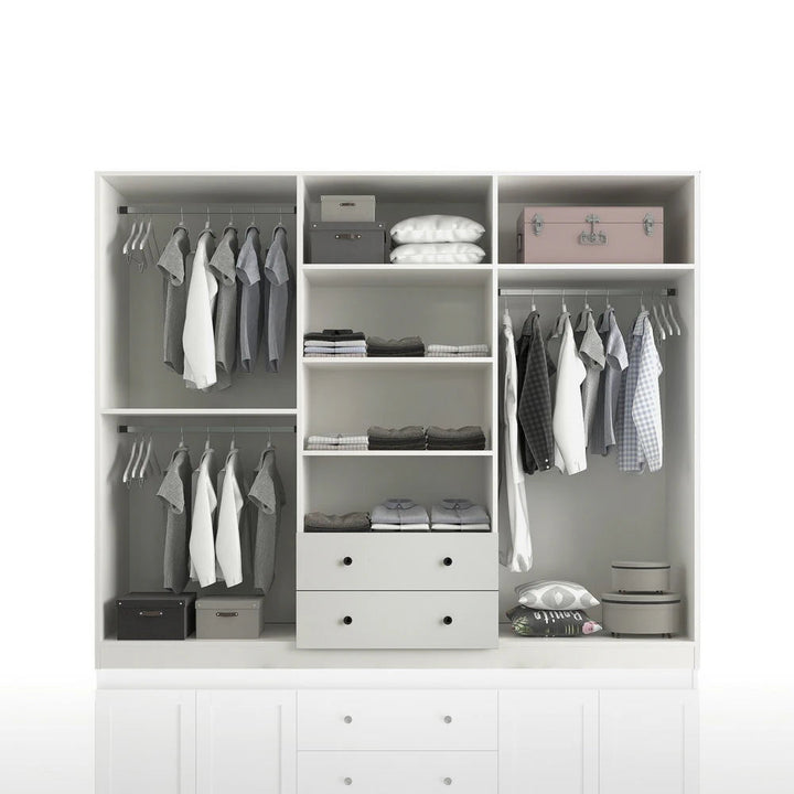 ROSE XL 6 Door 2 Drawer White Wardrobe-Wardrobe-Evuhome-Flat Pack (Self-Assembly)-Evuhome