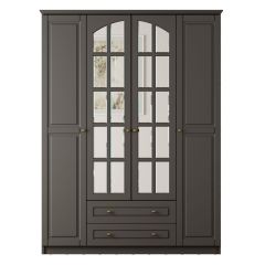 MAISON 4 Door 2 Drawer Mirrored Anthracite XL Wardrobe