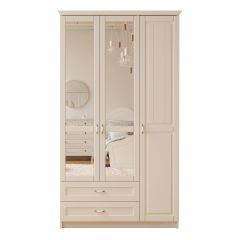 MARIE XL 3 Door 2 Drawer Mirrored Gold White Wardrobe